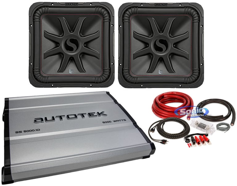 (2) KICKER 45L7R152 15" 3600w L7R Car Subwoofers+Mono Amplifier+ Free Amp Kit Image 1