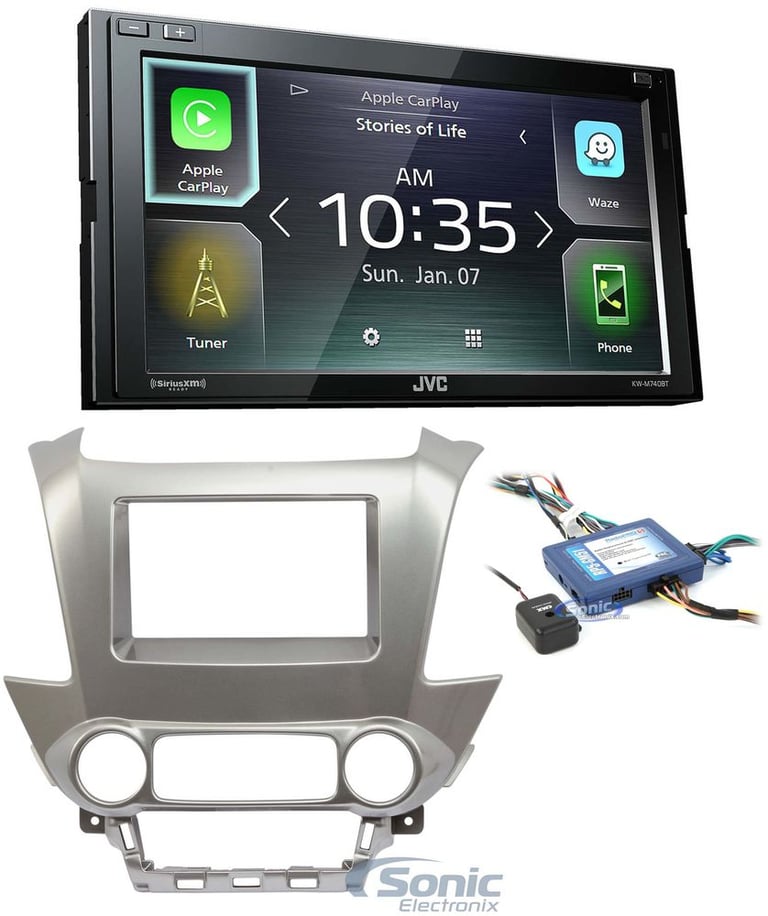 JVC KW-M740BT Double Din Car Media Player Install Kit Apple CarPlay Android Auto Image 1