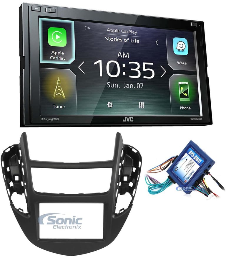 JVC KW-M740BT Double Din Car Media Player Install Kit Apple CarPlay Android Auto Image 1