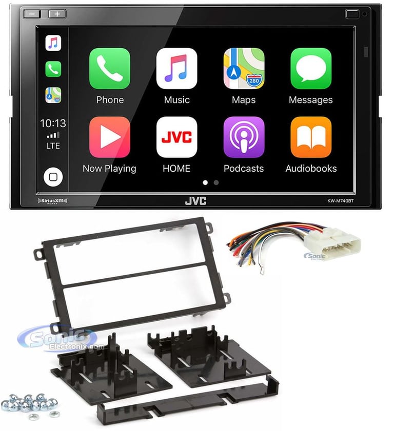JVC KW-M740BT Double Din Car Media Player Install Kit Apple CarPlay Android Auto Image 1