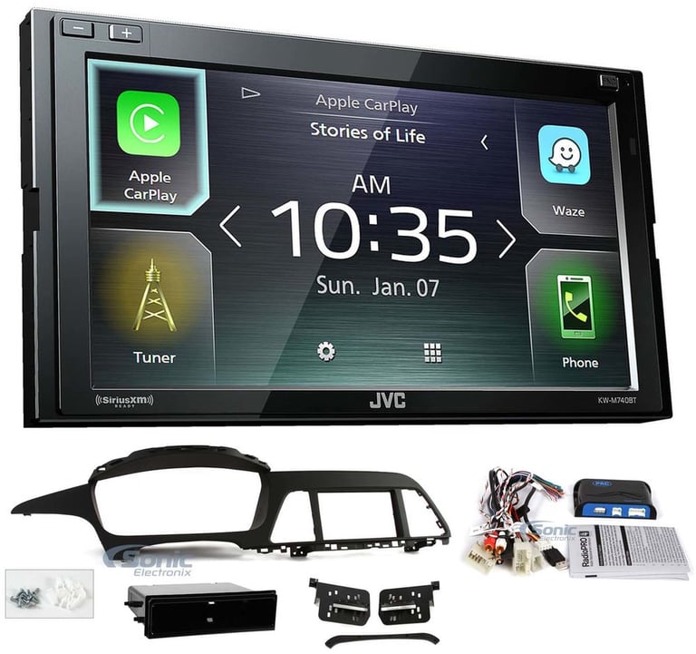 JVC KW-M740BT Double Din Car Media Player Install Kit Apple CarPlay Android Auto Image 1