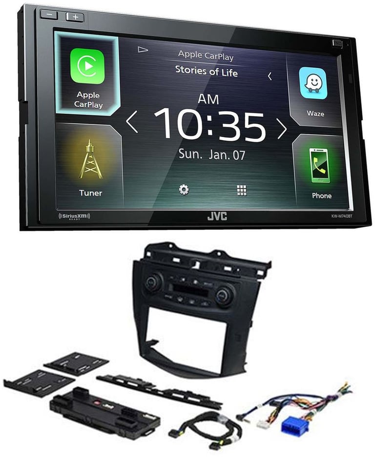 JVC KW-M740BT Double Din Car Media Player Install Kit Apple CarPlay Android Auto Image 1