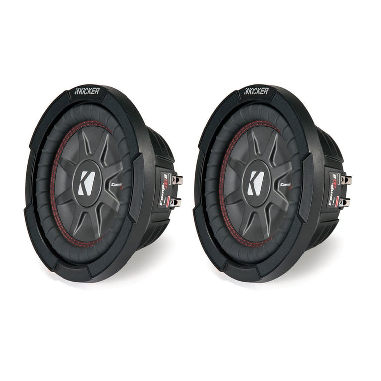 Kicker 8" Dual 1200W CompRT 2 Ohm Shallow Slim Car Subwoofer (Pair) Image 1