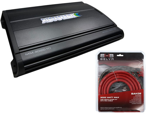 Autotek MM4020.1D 4000W Mono Amplifier Car Audio Amp w/ Premium 1/0 Amp Kit Image 1