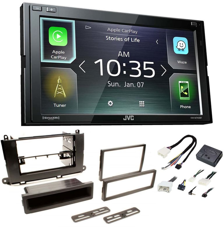 JVC KW-M740BT Double Din Car Media Player Install Kit Apple CarPlay Android Auto Image 1