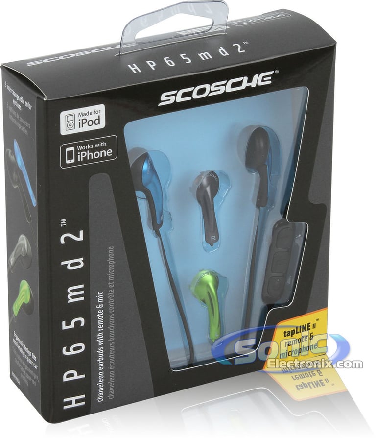 Scosche HP65md2 In-Ear Chameleon Earbuds/Headphones with tapLINE II Conrtols Image 9
