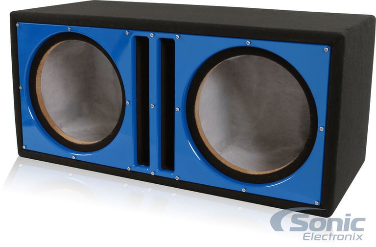(2) NVX NSW104V2 (NSW104 v2) + Ported Sub Box + Mono Amplifier + Amp Kit (Blue) Image 6