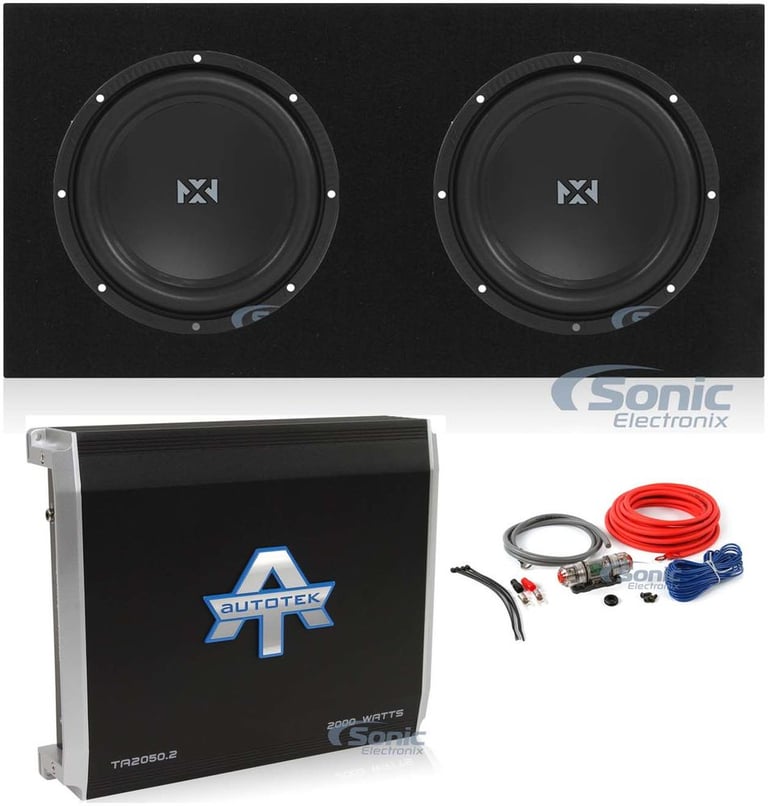 (2) NVX NSW104V2 (NSW104 v2) + Sealed Box + Mono Amplifier + Amp Kit Image 1
