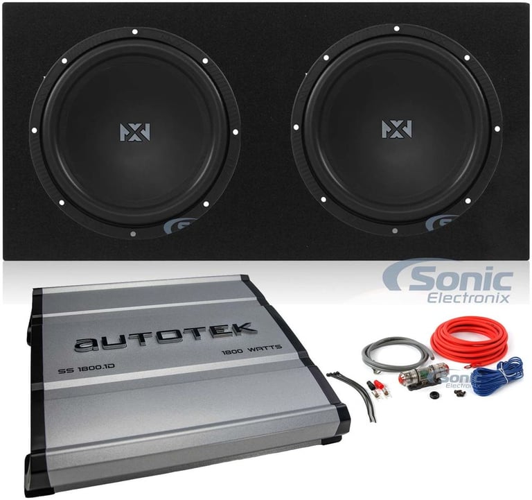 (2) NVX NSW122v2 + Sealed Subwoofer Box + Mono Amplifier + Amp Kit Image 1