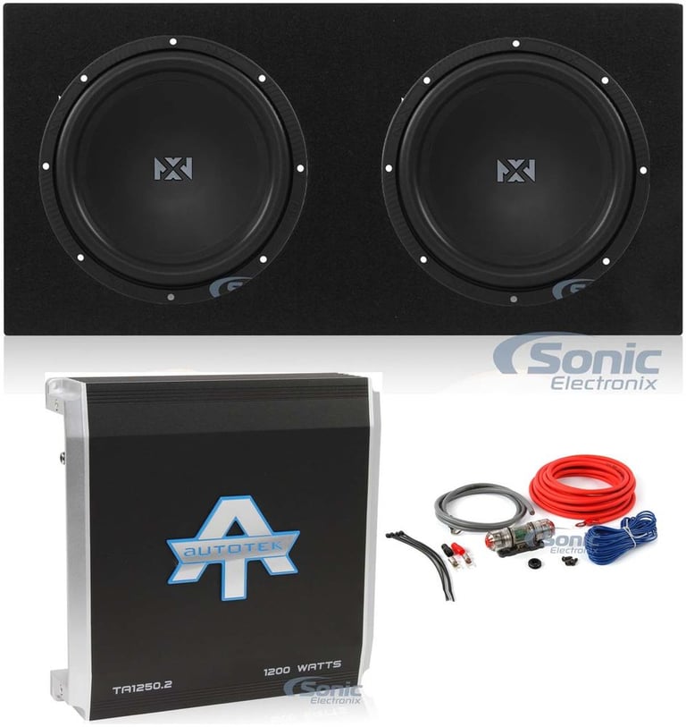 (2) NVX NSW124v2 + Sealed Sub Box + Mono Amplifier + Amp Kit Image 1