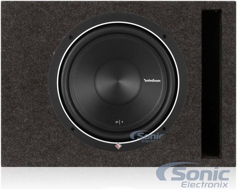 ROCKFORD FOSGATE P1S4-12 12" 300W Car Audio Subwoofer + Single Vented Sub Box Image 1