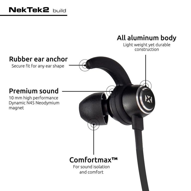 NVX NekTek2 Behind-the-Neck Bluetooth Wireless Headphones Image 5