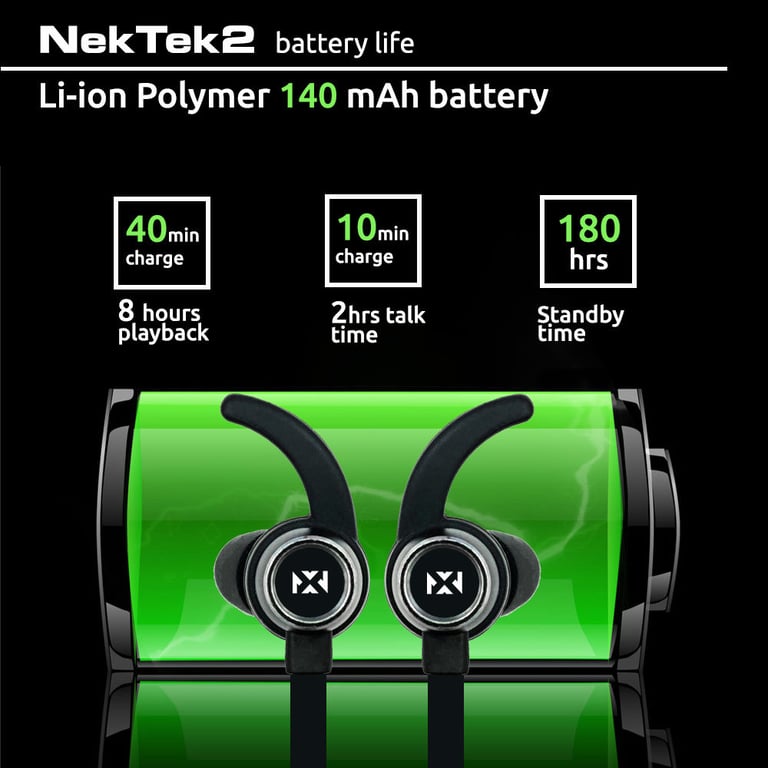 NVX NekTek2 Behind-the-Neck Bluetooth Wireless Headphones Image 18