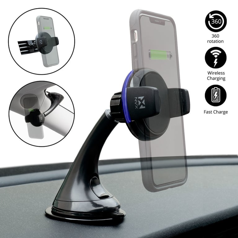 NVX VentVolt 5W Wireless Car Dash/Window/Air Vent Mount Charger Image 1