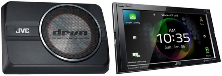 JVC KW-M855BW Stereo + Free 8" DRVN Series Compact Powered Subwoofer Image 1
