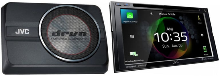 JVC KW-V950BW Stereo + Free 8" DRVN Series Compact Powered Subwoofer Image 1