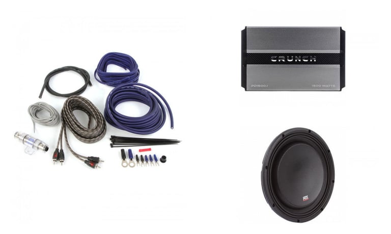 MTX 3510-04S 10" 600 Watt Shallow Subwoofer + Amplifier and Amp wire Kit Image 1