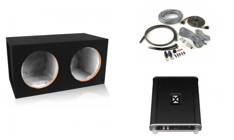 (2) Alpine S-W10D2 Subs + NVX VAD8402 Amp + Dual 10" Sealed Enclosure + Amp Kit Image 1