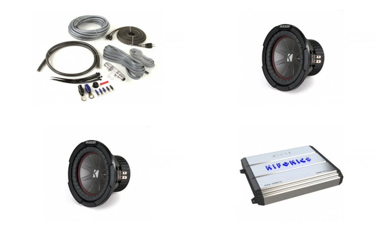 2) Kicker CompR10 CWR10-4 1200w 10" Comp R Subs + Hifonics Amplifier + Amp Kit Image 1