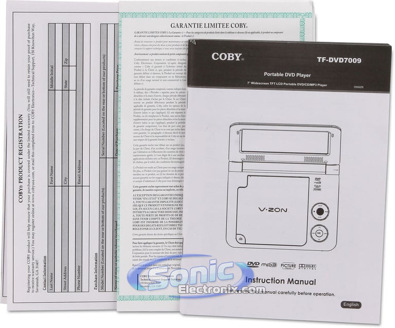 Coby TF-DVD7009 7" Widescreen TFT Portable DVD/CD/MP3 Player Image 10