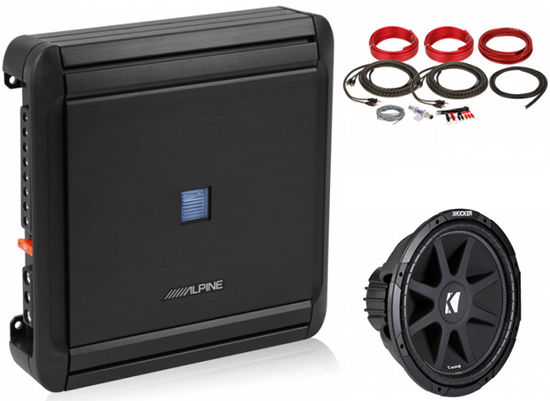 Alpine MRV-F300 Amplifier + Kicker 10" Comp Subwoofer + Belva Amp Kit Image 1
