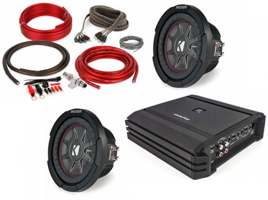 Alpine S-A32F Amplifier + (2) Kicker Comp 6.75" Subwoofers + Free Amp Kit Image 1