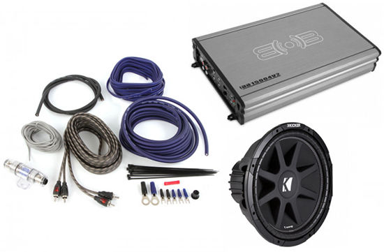 Belva BB15004v2 Amplifier + (2) Kicker 150W RMS 12" Subwoofers + Belva Amp Kit Image 1