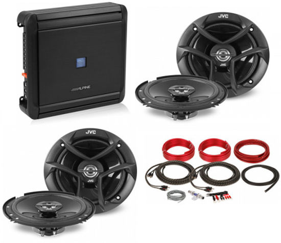 Alpine MRV-F300 Amplifier + (4) 6.5" JVC Speakers + Amp Kit Image 1