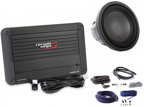 Cerwin-Vega V1000.1D Amplifier + Alpine 12" Subwoofer + Free Amp Kit Image 1