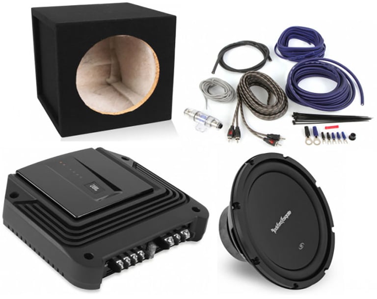 JBL GX-A602 Amplifier + Rockford Fosgate 10" Sub + Sealed Enclosure + Amp Kit Image 1