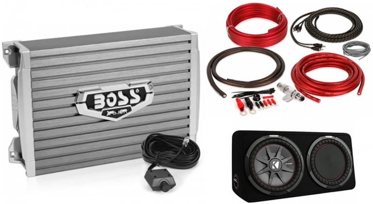 Kicker 43TCWRT124 1000W 12" 4-Ohm Shallow Subwoofer+Box+Amplifier+Free Amp Kit Image 1