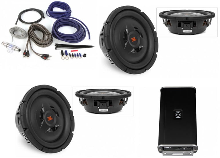 (2) JBL 10" Subwoofers W/ Selectable Impedance + NVX VADM2 Amplifier + Amp Kit Image 1