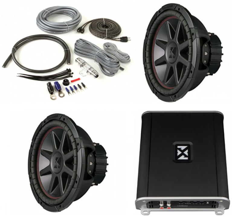 NVX VAD8402 Amplifier + (2) Kicker 12" Subwoofers + Belva Bak42BK Image 1