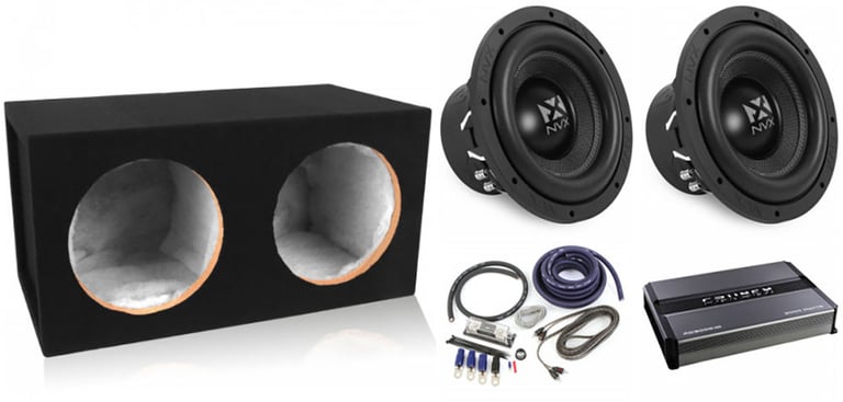 (2) NVX VCW104 + Sealed box + Mono Amplifier + Amp Kit Image 1