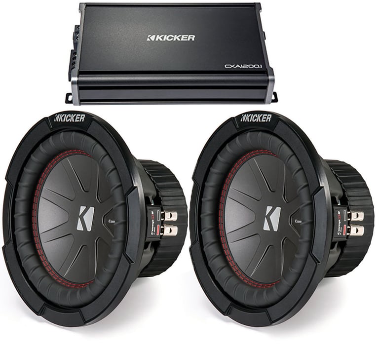 2) Kicker 43CWR102 CompR 10" 1600 Watt Car Subwoofers+43CXA1200.1 Mono Amplifier Image 1