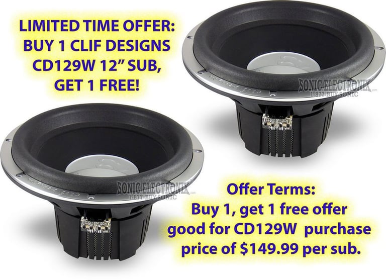 2-PACK --> Clif Designs CD129W 12" Subwoofers Image 1