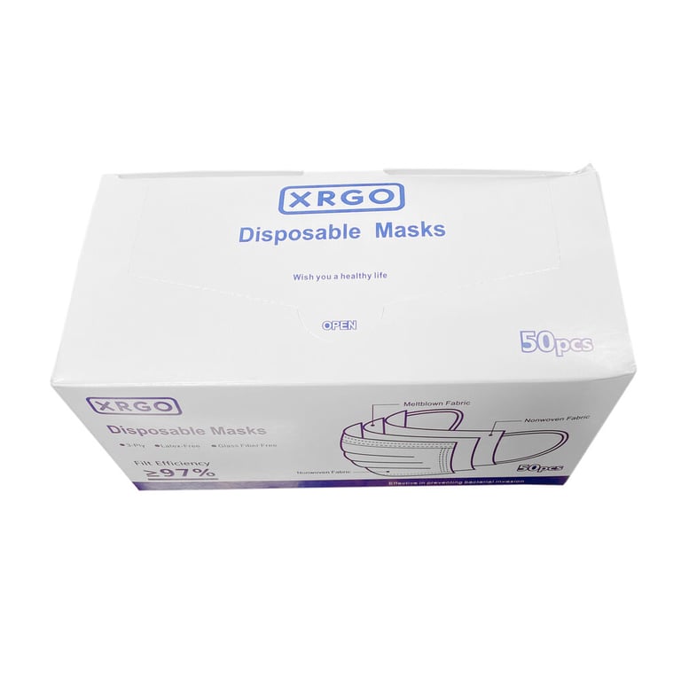 (50 Pack) XRGO 3 Layer Disposable Protective Face Masks (MM3952) Image 7