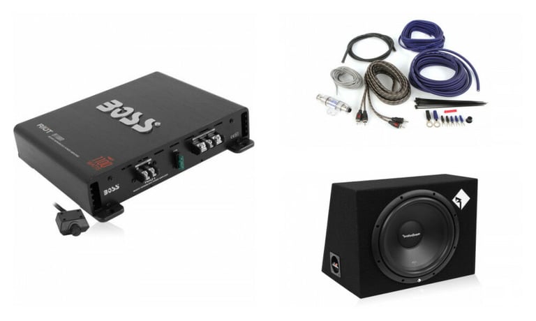 Rockford Fosgate R1-1X12 12" 400W Car Subwoofer + Box + Amp + Premium Amp Kit Image 1