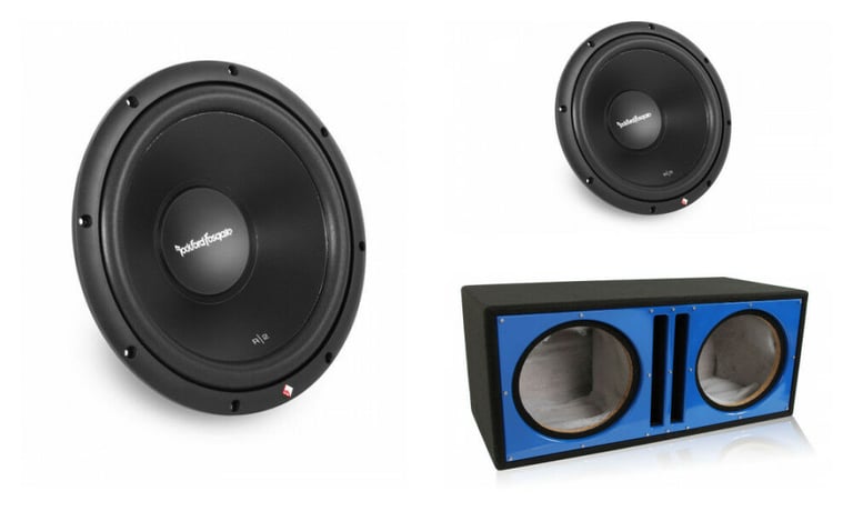 Rockford Fosgate R2D4-12 12" 1000W 4 Ohm Subwoofers (Pair) + Dual Vented Sub Box Image 1
