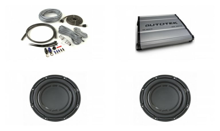 (2) Polk Audio DB1042DVC 10&rdquo; 2100w Car Audio Subwoofers+Mono Amplifier+Amp Kit Image 1
