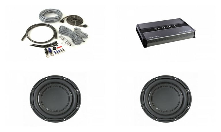 (2) Polk Audio DB1042SVC 10&rdquo; 2100w Car Audio Subwoofers+Mono Amplifier+Amp Kit Image 1