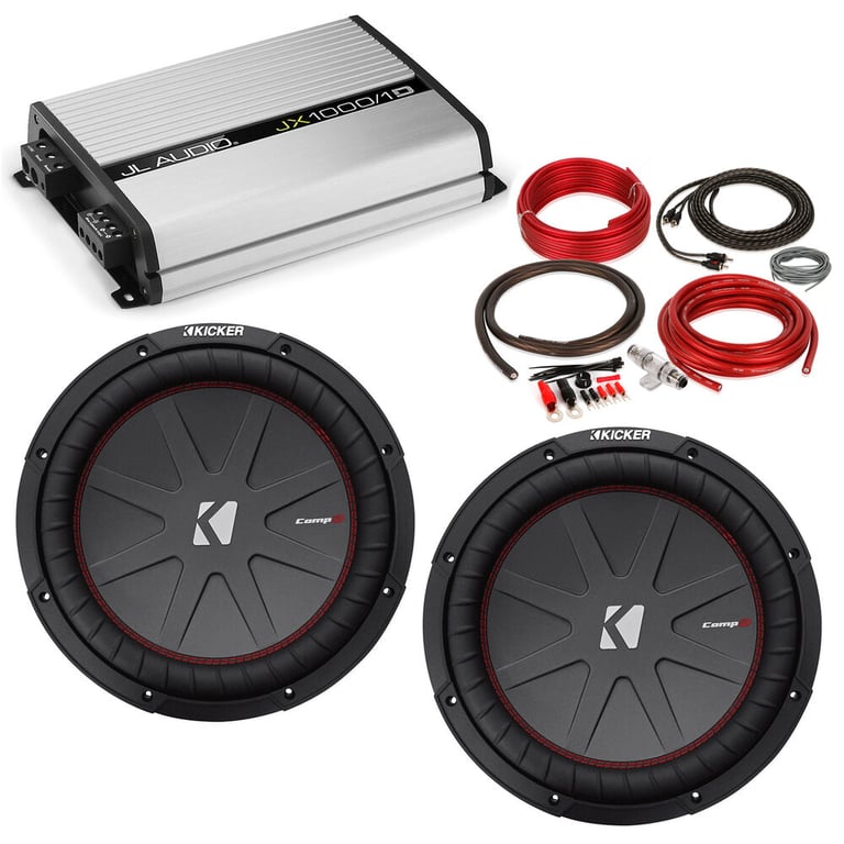 JL Audio JX1000/1D with 2 Kicker 43CWR122 Subwoofers + Amp Kit Image 1
