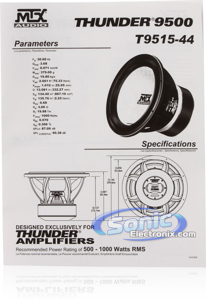 MTX Audio 2000 Watt 15" Superwoofer T9515-44 Image 6