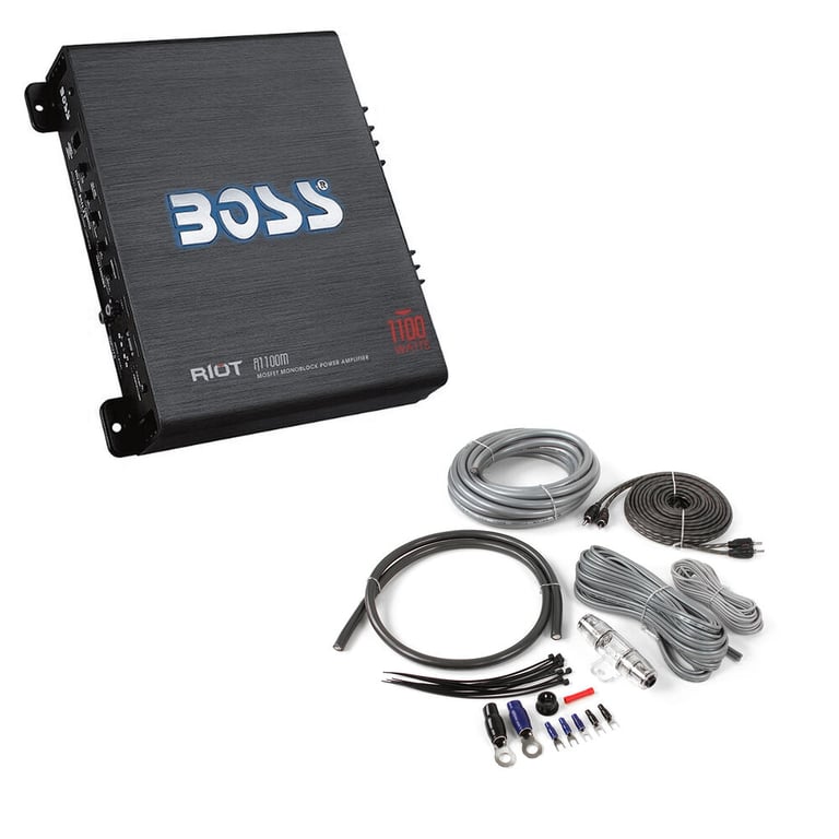BOSS Audio R1100M Monoblock Amplifier with Bass Remote + Amp Kit Image 1