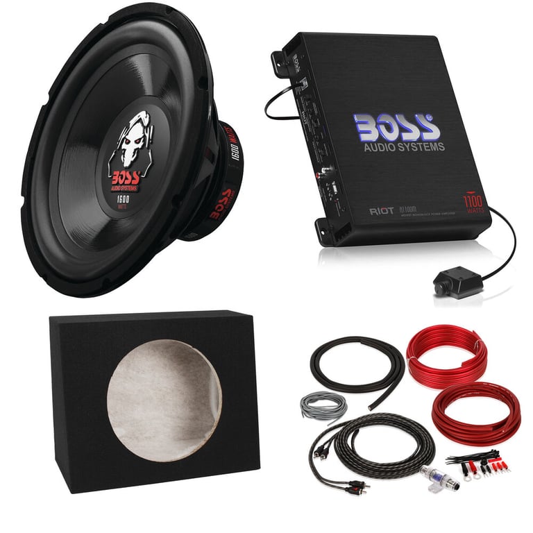 Boss Audio P12SVC Subwoofer + Shallow Enclosure + Amplifier & Amp Kit Image 1