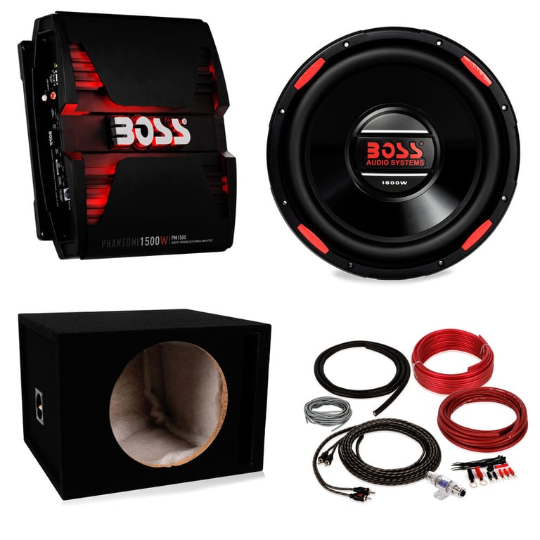 Boss Audio AR120DVC 12" 1600W Subwoofer + Vented Box + Mono Amplifier + Amp Kit Image 1