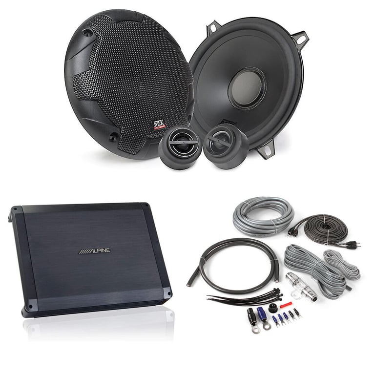 Alpine 600W Amplifier + (4) MTX Terminator 5.25" Speakers + Belva Amp Kit Image 1