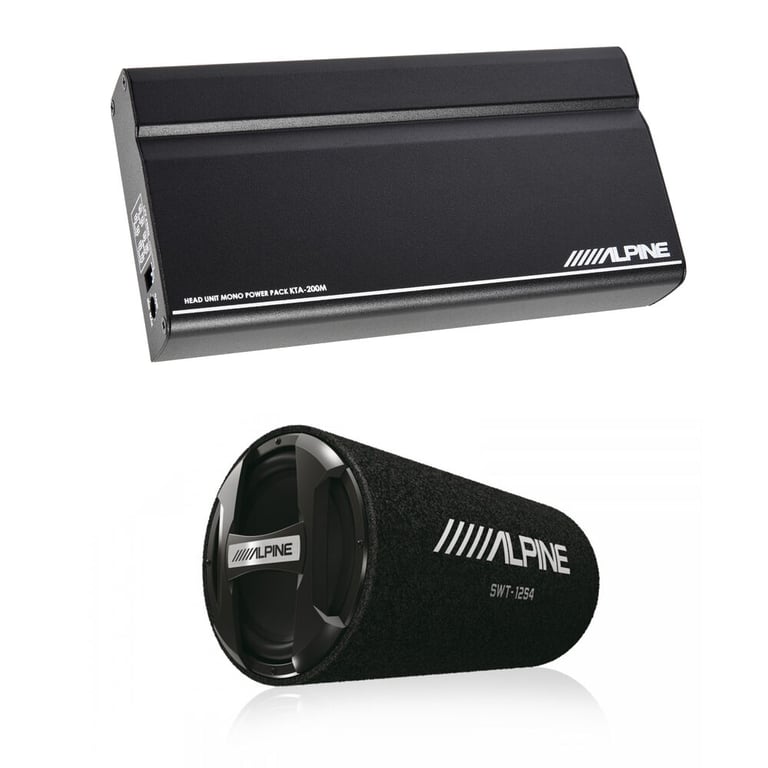 Alpine KTA-200M + Alpine SWT-12S4 12" Sealed Subwoofer Tube Enclosure Package Image 1