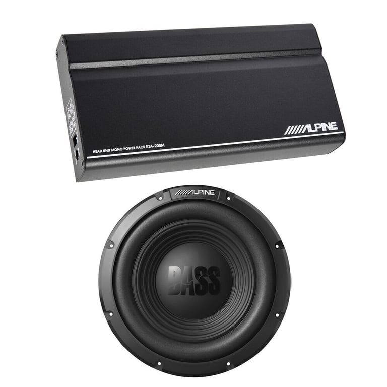 Alpine KTA-200M + Alpine W12S4 12" Bass Subwoofer Package Image 1