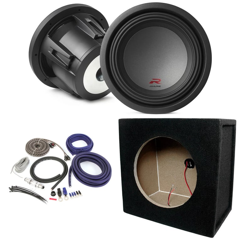 Alpine R-W12D4 with Free Sealed 12" Enclosure and Amp Wiring Kit Image 1